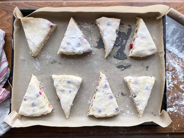 Gluten Free Cranberry Orange Scone On Baking Sheet